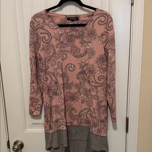 Pink Paisley Long Sleeve Gown
